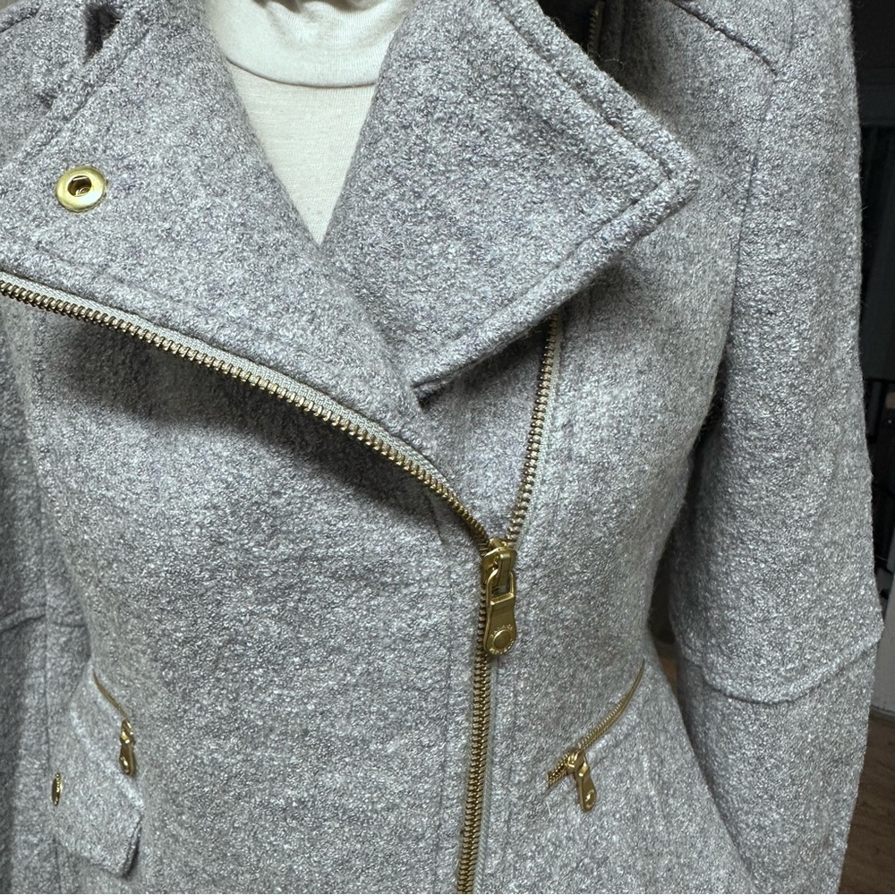 Banana Republic Grey Wool Blend Moto Jacket SP - Picture 7 of 12